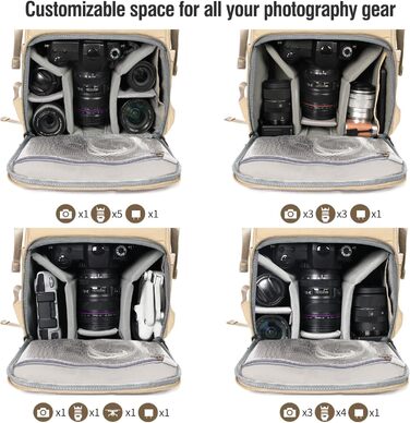 Рюкзак для камери XAMOREST Khaki: професійний, водонепроникний, для DSLR/SLR/беззеркальних камер