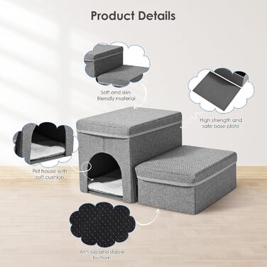 Сходинки для собак MINENICE - 2 шт., складані, з ящиками для зберігання, для маленьких собак, для диванів та ліжок