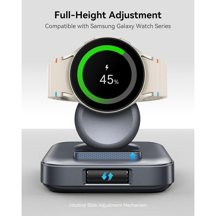Індукційна зарядна станція для Samsung Galaxy Watch 8, колір тех-сірий (не підходить для Watch Ultra 2/9)