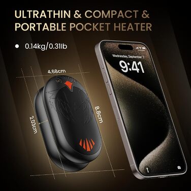 Електричні грілки для рук 2 шт. з підзарядкою USB, портативні кишенькові грілки 2-в-1 з 3 режимами нагріву, 24 години тепла, багаторазові, для активного відпочинку взимку, чорні, з магнітом