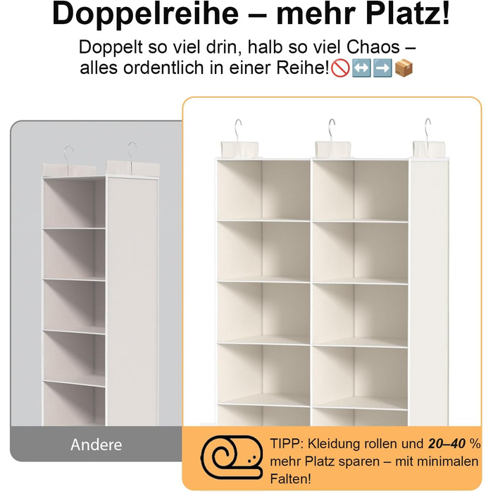 Органайзер для одягу на 6 рівнів, розкладний, з металевими гачками - для шафи, спальні, гуртожитку
