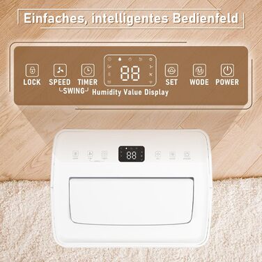 Електричний осушувач повітря Eulenke 26L для приміщень до 50м², 3 режими роботи, цифровий дисплей, знімний бак 4.3L та шланг, таймер 24г, тихий осушувач для підвалу, 26 л/день