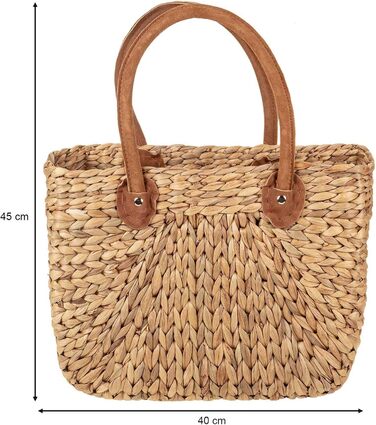 SIDCO Shopping Bag Shopper Basket Water Hyacinth Shopping Basket Straw Bag Natural