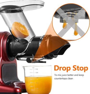 AMZCHEF Juicer with 80mm Large Feed Chute - 150W Juicer Slow Juicer with 2 Speed Modes and Reverse Function - Juicer for Whole Vegetables and Fruits Test Winner - Red Juicer Red