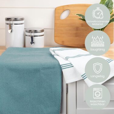 Sticky Toffee Dishcloths made from 100% cotton, terry cloth, 5 pieces, 40.6 x 71 cm, blue / aqua, soft, absorbent, for restaurant, bar, glassware, kitchen towels