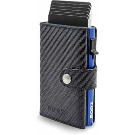 Стильне шкіряне портмоне MAXUS MAGNETIC 2 з відділенням для монет та AirTag, RFID захистом, для карток та грошей, синього кольору