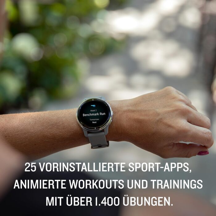 Розумний годинник Garmin Venu 2 Plus (сірий/сріблястий) – GPS, фітнес, AMOLED дисплей, 25+ видів спорту, Music Pay