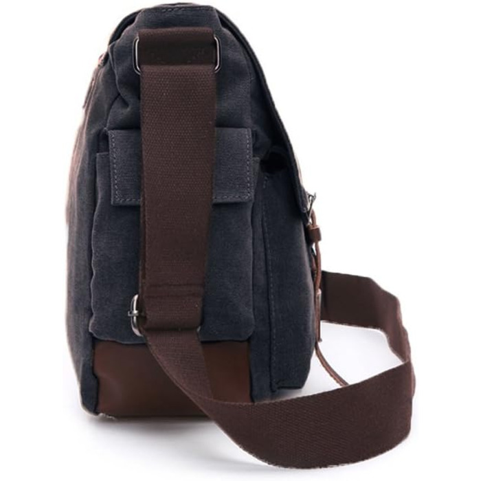 Чоловіча сумка через плече LOSMILE 16 дюймів, канвас, для ноутбука, месенджер для роботи та навчання, чорна