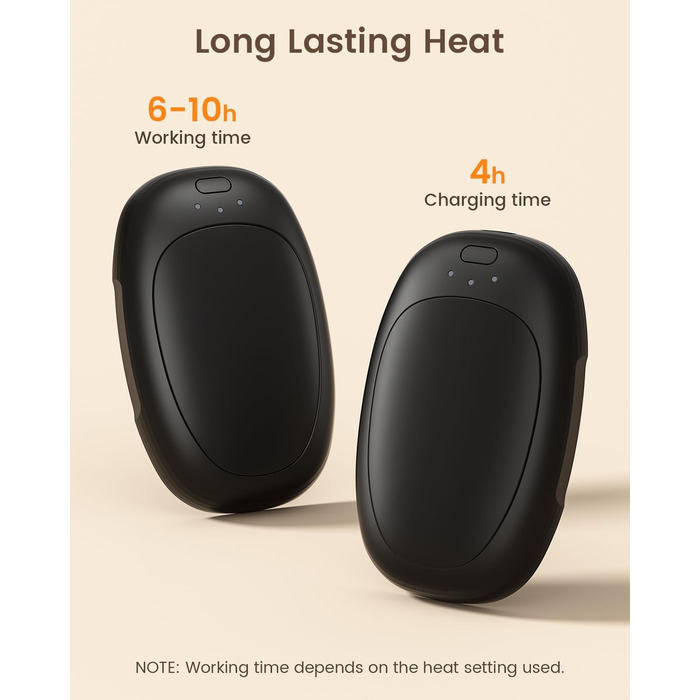 Електричні грілки для рук 2 шт. з підзарядкою, багаторазові, 3 режими нагріву, портативні, для жінок та чоловіків, для відпочинку на природі, кемпінгу, гольфу, полювання, чорного кольору
