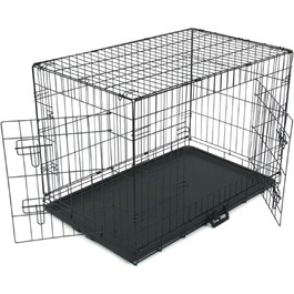 Клітка для собак, складана, з 2 дверцятами, переноска для собак, авто, з піддоном (L) 91 x 57 x 62.5 см