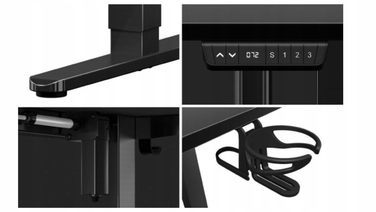 Ігровий стіл Huzaro, чорний, МДФ, з регулюванням висоти