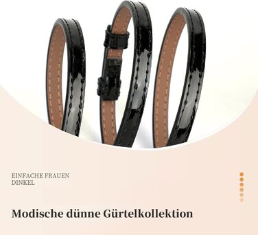 Жіночий вузький шкіряний ремінь WHIPPY з золотистою пряжкою, 105 см (для талії до 95 см)