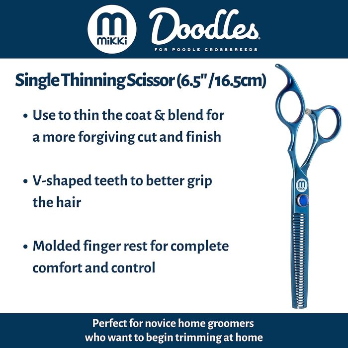 Ножиці для грумінгу собак Mikki Doodle: витончене вирівнювання та стрижка, 16,5 см