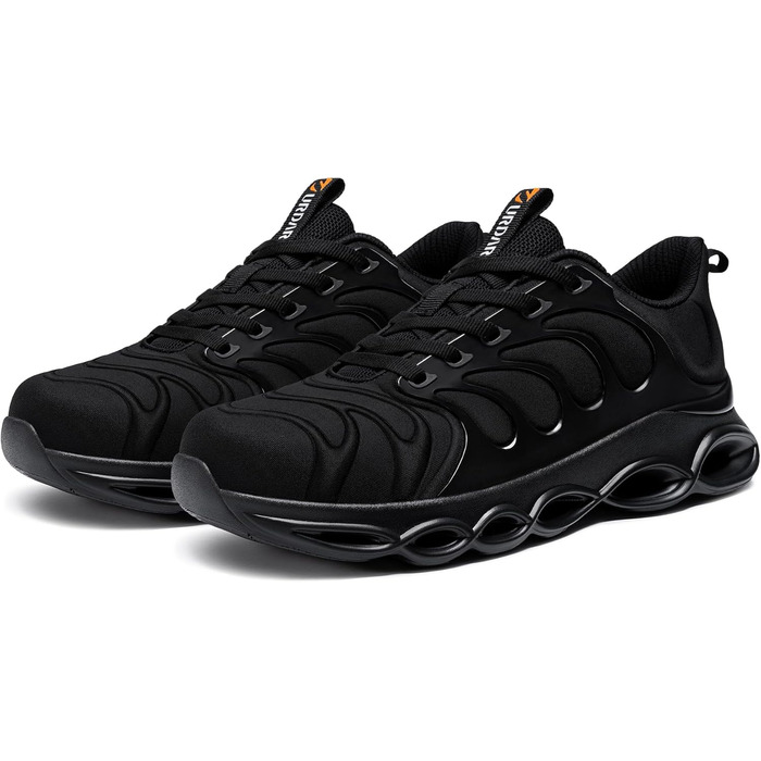 Черевики безпеки LARNMERN для чоловіків: зручні робочі черевики з металевим носком, дихаючі, легкі, антипрокольні, модні. Розміри 36-50 EU (44.5 EU, чорний)