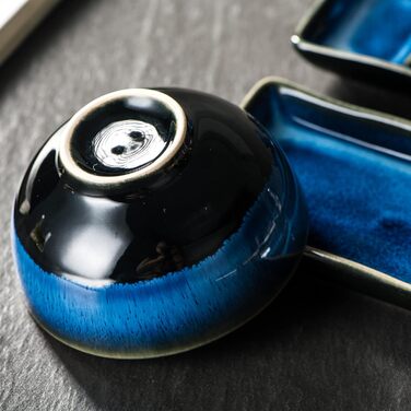 Набір посуду для суші HENXFEN: 2 тарілки, ложки, для місо-супу та ролів, зелений (морський блакитний)