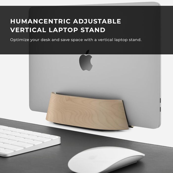HumanCentric Maple Wood Laptop Stand - Vertical Adjustable Desk Organizer & Docking Station