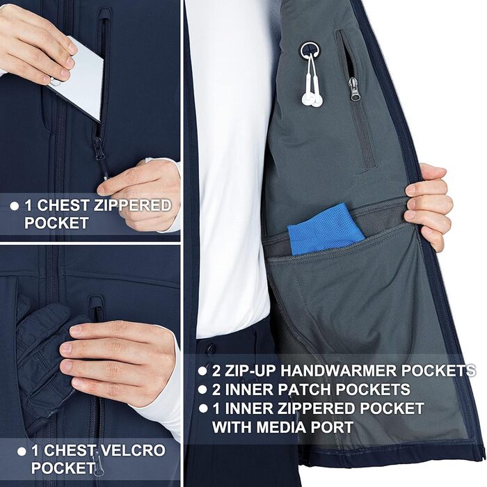 Чоловіча жилетка Softshell 33,000ft: водонепроникна, без рукавів, флісова, блакитна