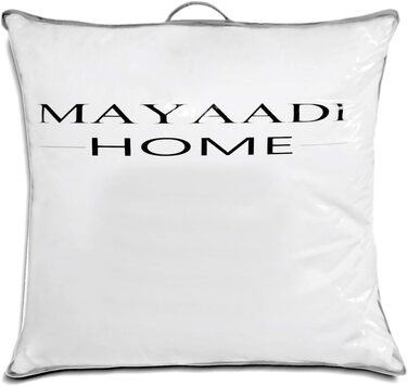 Подушка Mayaadi-Home 80x80 см, 2000 г, 100% гусині пера, бавовняний чохол, для алергіків, вироблено в Європі