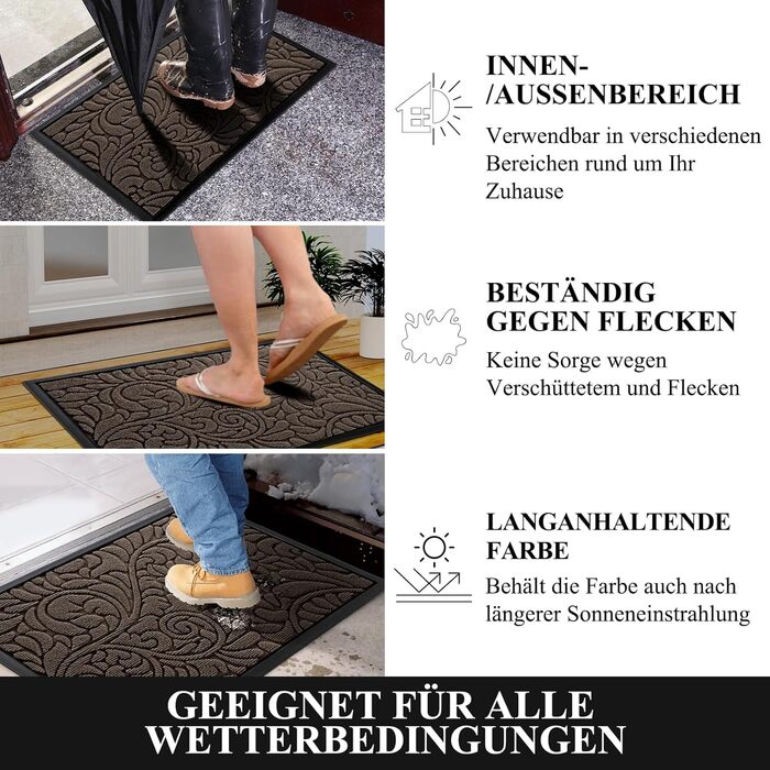 Килимок для дому та вулиці Yimobra - миється, нековзкий, 75 x 43 см, коричневий