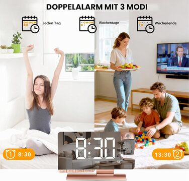 Цифровий будильник-проектор SZELAM з дзеркальним дисплеєм 7.3