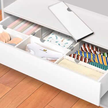 Lawei 4-Pack Adjustable Drawer Dividers Organizer Separators for Bedroom, Bathroom, Dresser, Closet, Baby Drawer, Desk, Kitchen - White