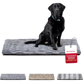Килимок для собак Преміум-якість з наповнювачем та антиковзаючою основою L (75x115 см) – М'який та Практичний – Зручна Деки для собак – Антрацитовий колір, Виготовлено в Німеччині 75x115 см
