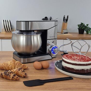Професійна кухонна машина/міксер Briebe 1800W з орбітальною дією, 6 швидкостей + імпульс, нержавіюча сталь KM1114
