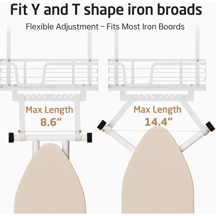 Підвіска для прасувальної дошки KES з корзиною, без свердління, біла (HIR500A-WH)
