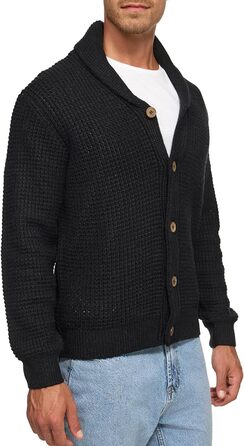 Кардиган чоловічий Indicode INBrandox з коміром-шарфом та ґудзиками | Дріб'язковий кардиган для чоловіків (XL, Чорний)
