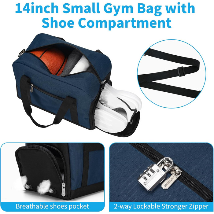 Спортивна сумка Mini Reisetasche 18л, синя (Marineblau) - для фітнесу, школи, коротких поїздок (35x20x25 см)