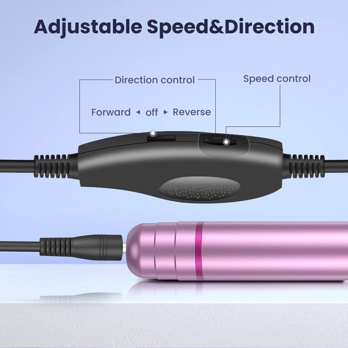 Електрична машинка для манікюру Nagelfräser 11 в 1 з регулюванням швидкості 20000 об/хв для гель-лаку, акрилу та апаратної манікюру (фіолетовий)