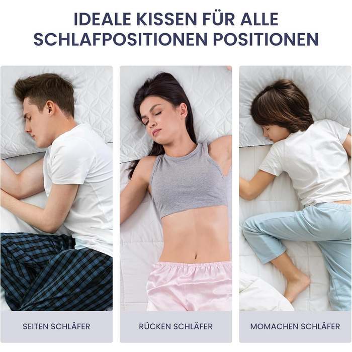 BedStory Pillow 40x80cm 2-Pack Pillows, Sleeping Pillows made of 2X950g Microfibers, Breathable and Washable Bed Pillows, Ideal for Deep and Restful Sleep, Öko-Tex Certified White Black 40x80 (2-Pack)