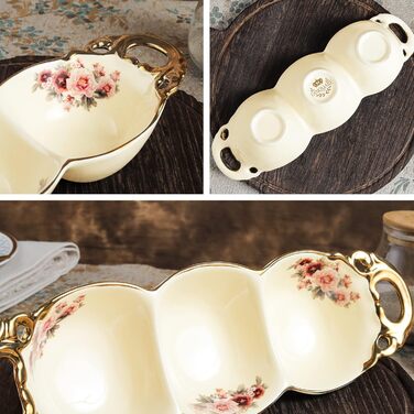 Золота етажерка Fanquare з 2 ярусами з кераміки, підставка для тортів, фруктів та капкейків