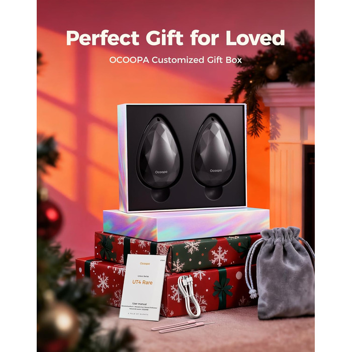 Електричні грілки для рук OCOOPA 2 шт., стильні, у формі діаманта з магнітом, акумуляторні, багаторазові, для жінок, подарунок на Різдво, для синдрому Рейно, піших прогулянок, кемпінгу, UT4 Rare (чорний)