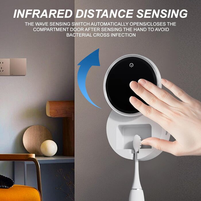 Roadtime Electric UV Toothbrush Holder with Drying, No Drilling, Automatic Sensor Brush Holder, Toothbrush Disinfectant, Portable Toothbrush and Razor Sterilizer