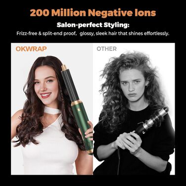 Набір для укладки волосся 5 в 1: фен, плойка, брашинг, термощітка, для створення об'єму, локонів та випрямлення. Зелений колір