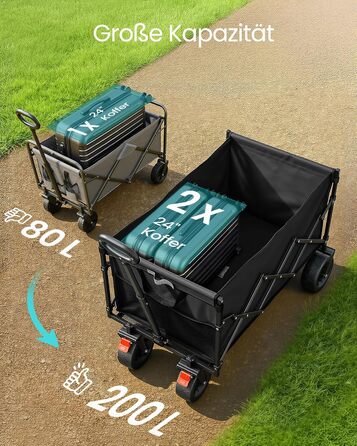 Візок садовий SONGMICS GFW909B01 (200 л, чорний) - складний, міцний, до 180 кг
