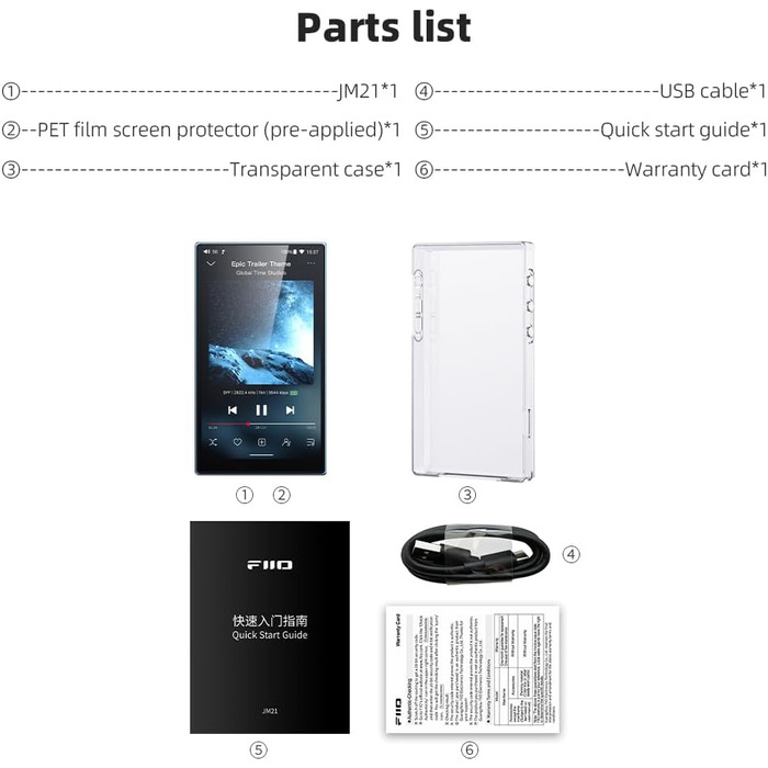 FiiO JM21 - портативний цифровий музичний плеєр, аудіоплеєр, чорний