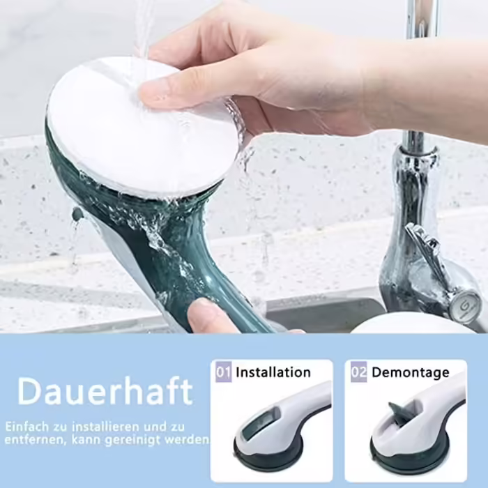 AUFUN Shower Stool, Adjustable Shower Seat 36-51cm Height, 360° Swivel, Bath Seat, Shower Aid, Non-Slip Bath Seat Made of Aluminum and Plastic for Elderly, Pregnant Women (Grab Bars)
