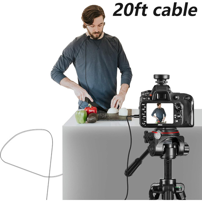 Мікрофон-петличка Nicama LVM1 з вітрозахистом, конденсаторний, для iPhone, смартфонів, Canon, Nikon, DSLR, відеокамер