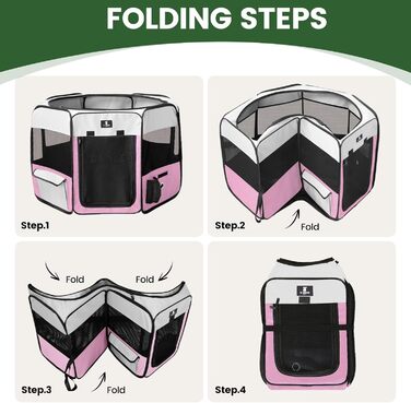 X-ZONE Переносний складаний вольєр для собак та котів, рожевий, 29x29x16 см