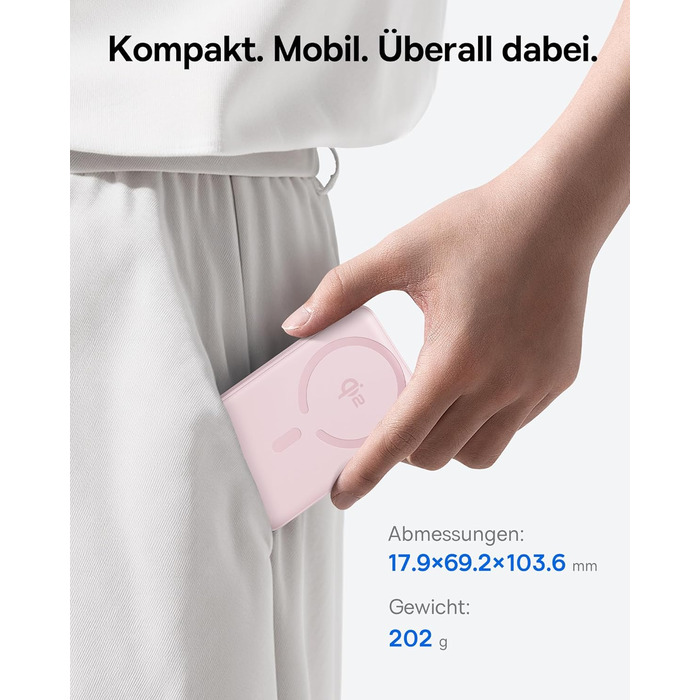 Power Bank Baseus EnerFill Qi2 MagSafe 10000mAh з PD 22.5W та бездротовою зарядкою 15W (Рожевий)