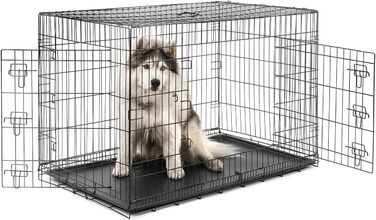 Lionto Транспортний бокс для собак та котів, чорний, 106x71x77 см, з ванною та перегородкою