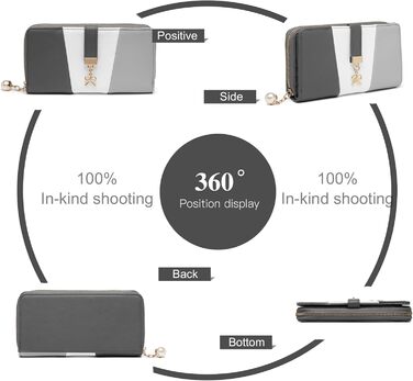 Сумка жіноча Lulu Daen середнього розміру з PU шкіри: сумка-шопер, сумка на плече для роботи, подорожей, бізнесу (Сіра, з гаманцем)