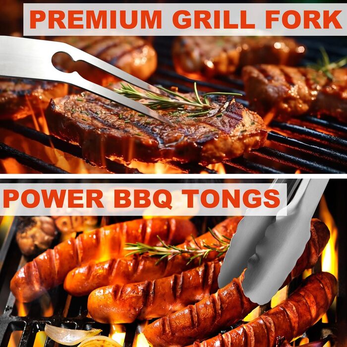 Набір аксесуарів для гриля N NOBLE FAMILY 30шт з нержавіючої сталі - професійний, довговічний, у кейсі. Подарунок для чоловіків та жінок.