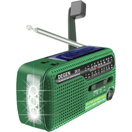 Радіо Degen DE13: портативне сонячне радіо FM/AM/SW з LED-ліхтариком, акумулятором та Powerbank для кемпінгу та надзвичайних ситуацій