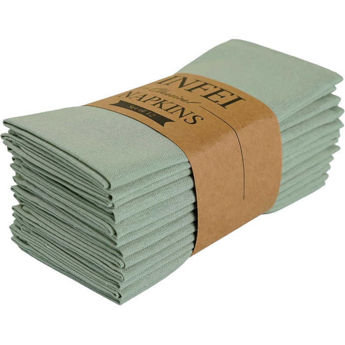 INFEI Linen-Blend Napkins, Solid Color, 40 x 40 cm, for Easter Parties, Events, and Home Use, 12 Pieces (Lime Cream)