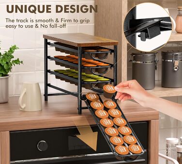 Тримач для капсул кави Dolce Gusto, металева висувна шухляда на 56 капсул з тихими направляючими та антиковзними ніжками