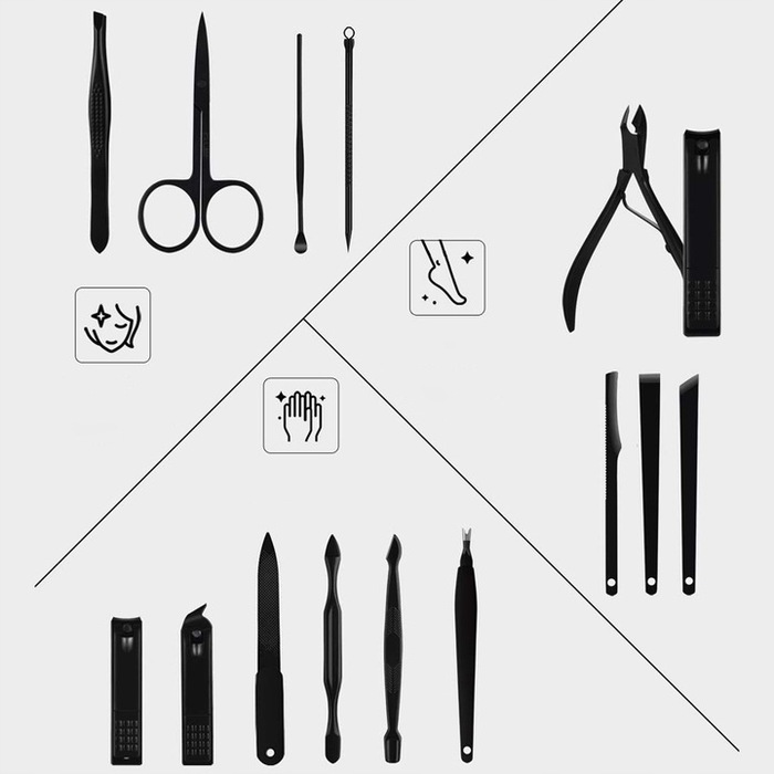 Набір інструментів для манікюру та педикюру (16 предметів), кусачки та обрізачі для нігтів