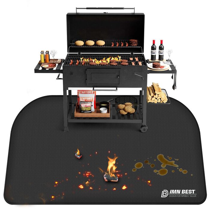 Гриль-килимок жаростійкий, складний, 120x80 см - захист для газону, землі, каміну, BBQ